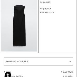 Zara XS black denim dress with frayed edge